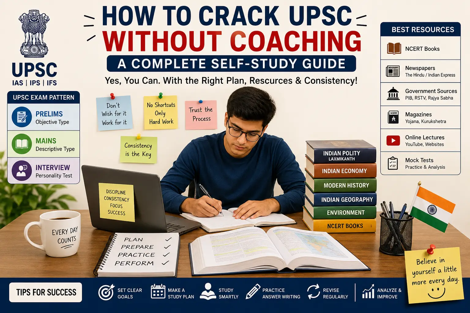 How to Crack UPSC Without Coaching in India