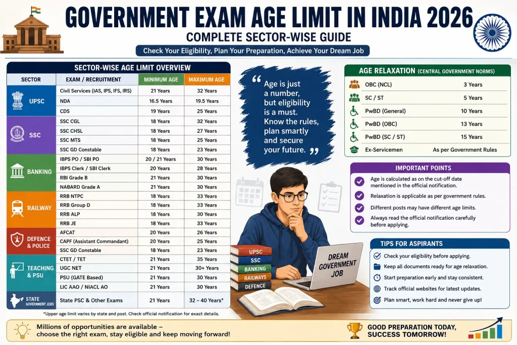 Government Exam Age Limit in India 2026